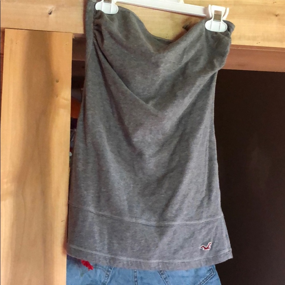 gray hollister strapless top